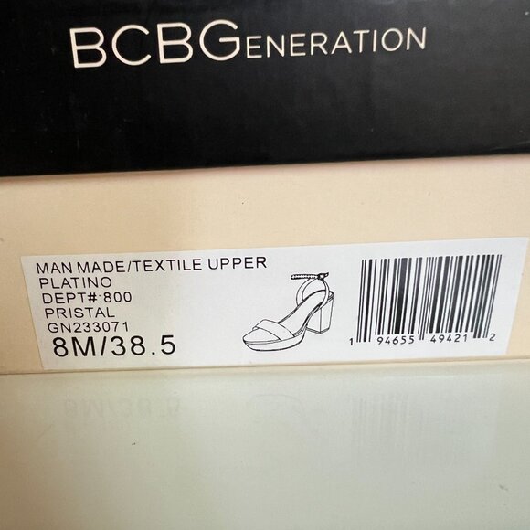 BCBGeneration "Pristal" Rhinestone Platform Sandal - Size 8 - Color Platino - Picture 11 of 13